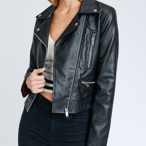 Jackets & Blazers - *1 LEFT*  Black Faux Leather Moto Jacket